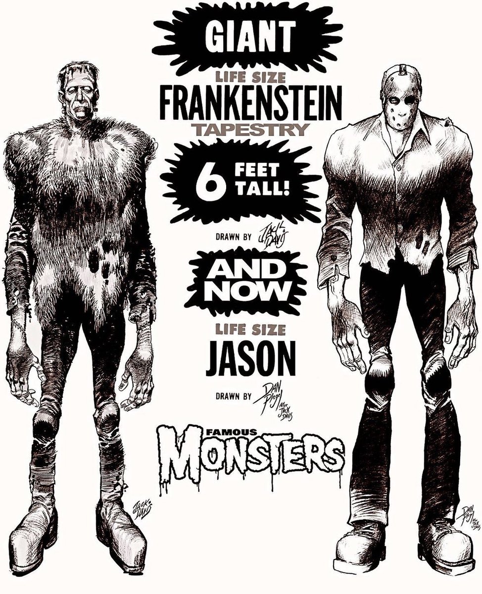 The classic Jack Davis Life Size Frankenstein is now available in tapestry form…but has the monster met its match? Jason has become life sized as well, thanks to artist Dan Plegel going after the classic Jack Davis style in this new tapestry. Both available and on sale now!
