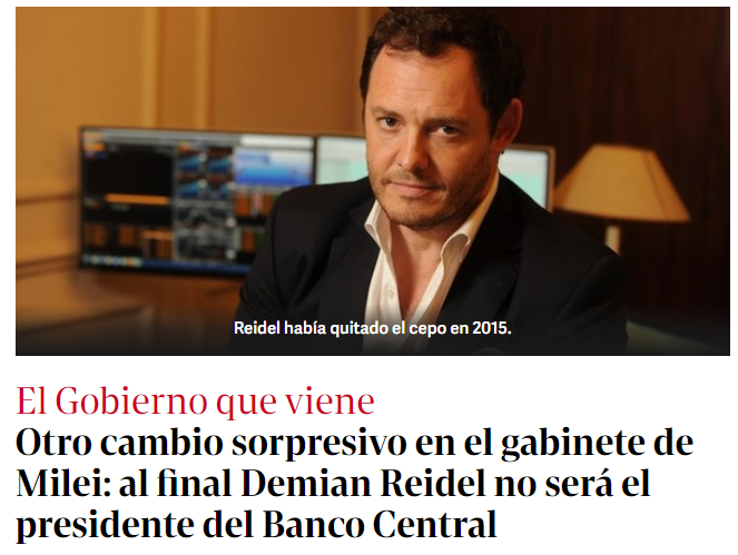 CarlosMaslaton's tweet photo. Reventado antes de asumir. Este sujeto, Reidel, es un econometrista de ideología comunista que en el gobierno fracasado de Macri se dedicaba a calcular la tasa de interés del BCRA para que dólar e inflación no se "escaparan". A este delirante quiso llevar Milei, tras Ocampo. https://t.co/0gJ2gEG8Ve
