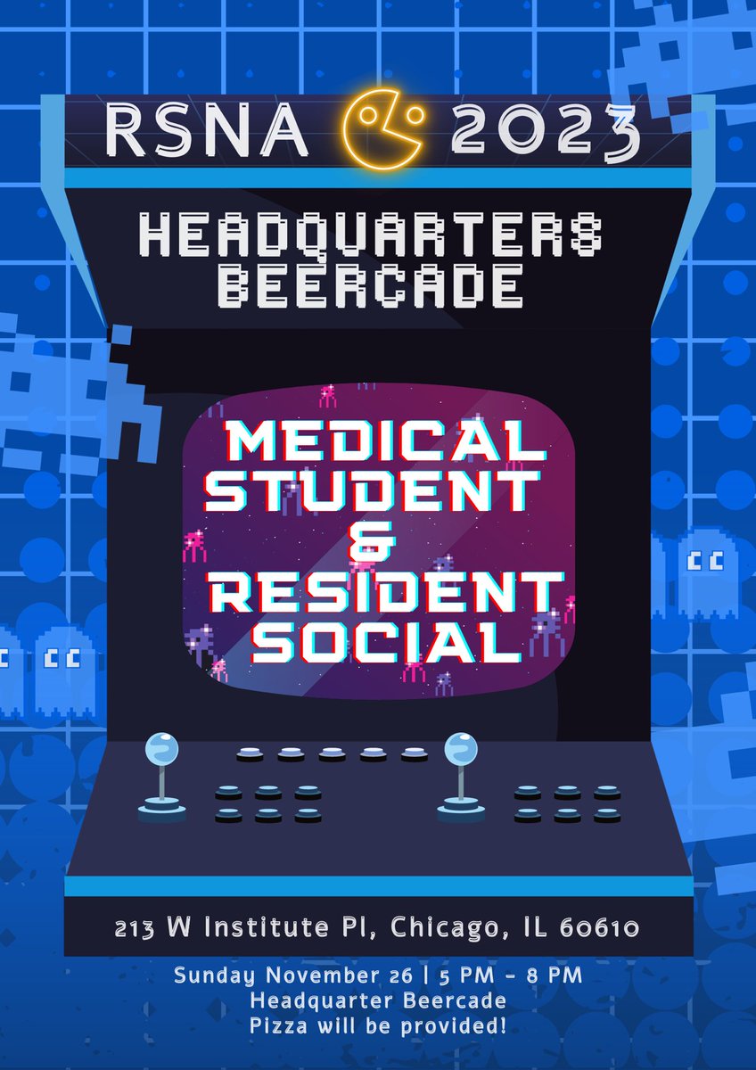 🚨#RadTwitter trainees - join us 5pm Sunday @ Headquarters Beercade for a trainee social hosted by the RFC Wellness Subcommittee and Medical Student Task Force! Don’t miss out! #RSNA23