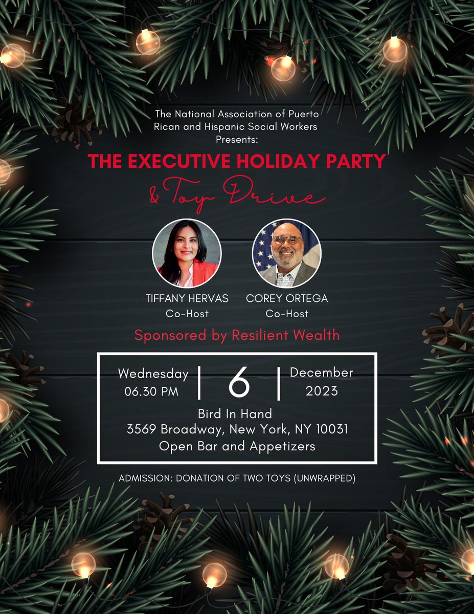 mrortegany's tweet photo. #SaveTheDate: Plz join #NAPRHSW, @_TiffanyNoelle_ & myself for a #Harlem Holiday Celebration & Toy Drive at the #BirdInHand on Wed, Dec 6th at 6:30PM.
DM me if you’re interested in sponsoring or joining the host committee. Rsvp link coming soon, #ThankYou. https://t.co/8I3j28uCM9