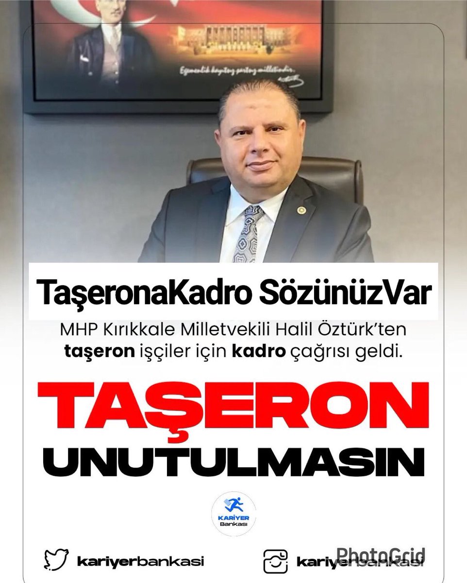 Sayın vekilimlerim taşeron işçiler kadrosunu alacak  deniniz.
İnşallah en yakın zamanda 
Bu konuyu siz çözersiniz 
Size güveniyoruz artık söz sizde 🇹🇷
TaşeronTorbaya Sığmadı

<a href="/Avkthalilozturk/">Halil ÖZTÜRK</a> <a href="/ethemsedef/">İbrahim Ethem Sedef</a> <a href="/bakisimsekmhp/">Baki Şimşek</a> <a href="/bakiersoymhp/">BAKİ ERSOY</a>
<a href="/ismakgul14/">İsmail Akgül</a> <a href="/ifarukaksu/">İsmail Faruk Aksu</a> <a href="/ersoyruhi/">🇹🇷Prof. Dr. Ruhi ERSOY</a> 
<a href="/ayhanturkz/">Ayhan TÜRK</a>