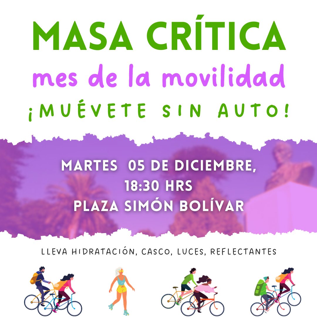 Estan invitadxs a la #masacritica el martes 05 de diciembre a las 18;30!! 🚲🚲
Recuperemos las calles‼️
#ValdiviaCL #biciCL #movilizate