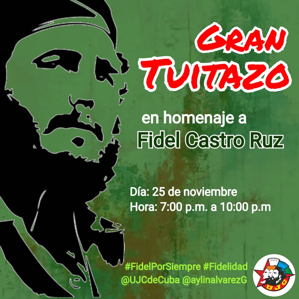 UnionArtemisa's tweet photo. Los convocamos a este gran tuitazo en homenaje a #FidelPorSiempre. Que nuestras redes digitales sean una voz de amor y de compromiso para acompañar a un hombre eterno. @UJCdeCuba @DrRobertoMOjeda @DiazCanelB @JuventudRebelde @MeyvisEstevezE @CesjCuba https://t.co/So9tCrM4pG