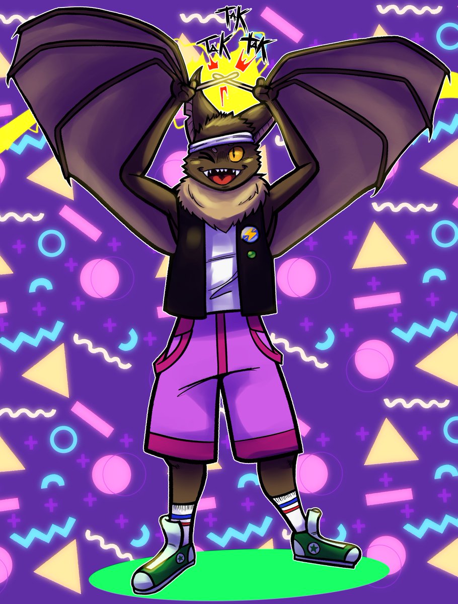 Made a drummer bat, that takes part in the same band group as the musician cat.