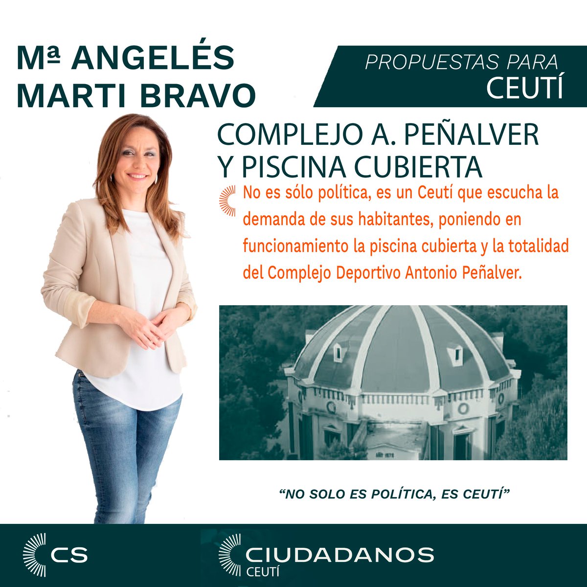 ¡Queremos seguir fomentando el deporte y la vida sana que mejore así la calidad de vida en #Ceutí!

🏊‍♀️Es necesario poner en funcionamiento la piscina cubierta y la totalidad del Complejo A. Peñalver.

👩‍🦰<a href="/mangelesmartib/">Maria Angeles Martí</a> cuenta contigo para que su puesta en valor sea una realidad.