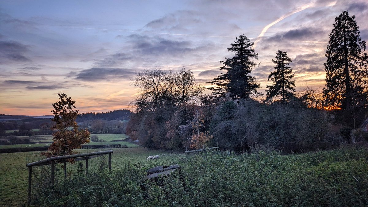 Blue skies, autumn colours and stunning sunset around Woolhope + Sollers Hope today

#walking #herefordshire <a href="/VisitHfds/">Visit Herefordshire</a>