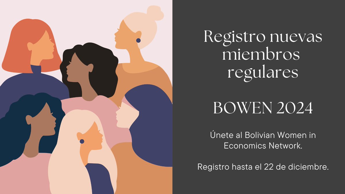 bowen_sebol's tweet photo. ¡Construyamos juntas! 🤝

🚨Regístrate como miembro regular de BOWEN hasta el 22 de diciembre de 2023🚨

Únete a nosotras promoviendo la participación de más mujeres en economía: seminarios, mentoring, entre otros.

Compartimos el link de la convocatoria: https://t.co/W1OjMvjqE7 https://t.co/3XFOf6LCZj