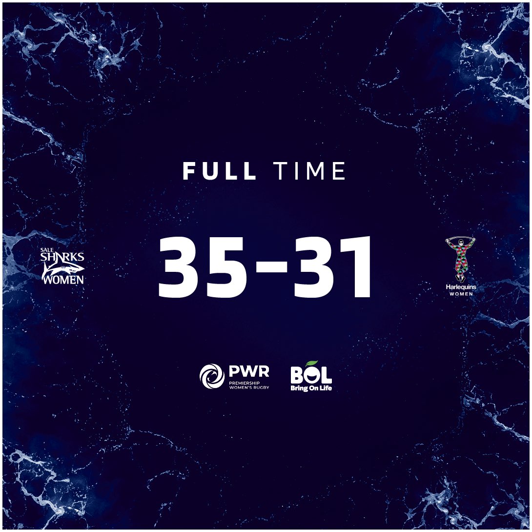 𝗙𝗨𝗟𝗟 𝗧𝗜𝗠𝗘 | 🦈35-31 🃏

WHAT. A. PERFORMANCE. 

#NorthernRugbyMatters