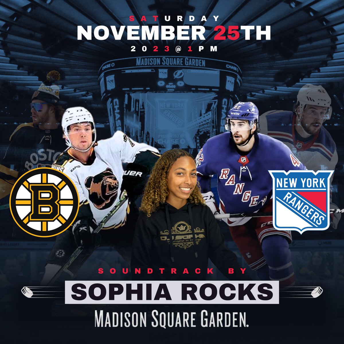 It's game day @NYRangers vs @NHLBruins . I'm the dj today and it's my first hockey game! 💙❤️🏒 Letsss Go!! #msg #djsophiarocks #nyrangers #nhl #girldj #dj #madisonsquare #newyorkrangers #hockey #seratodj #teendj #msg #msgnetworks #disney