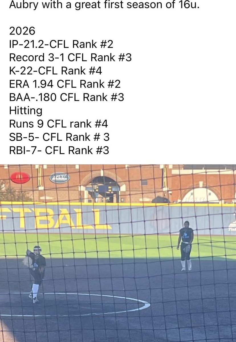 BusbySoftball's tweet photo. Aubry Busby 2026 Ok Athletics Busby 26/27 -had a good start to her first season of 16 U  
@UCOSoftball  @GoShockersSB  @cowgirlsb @GCU_Softball  @SNUSoftball https://t.co/FPYGazBHI0