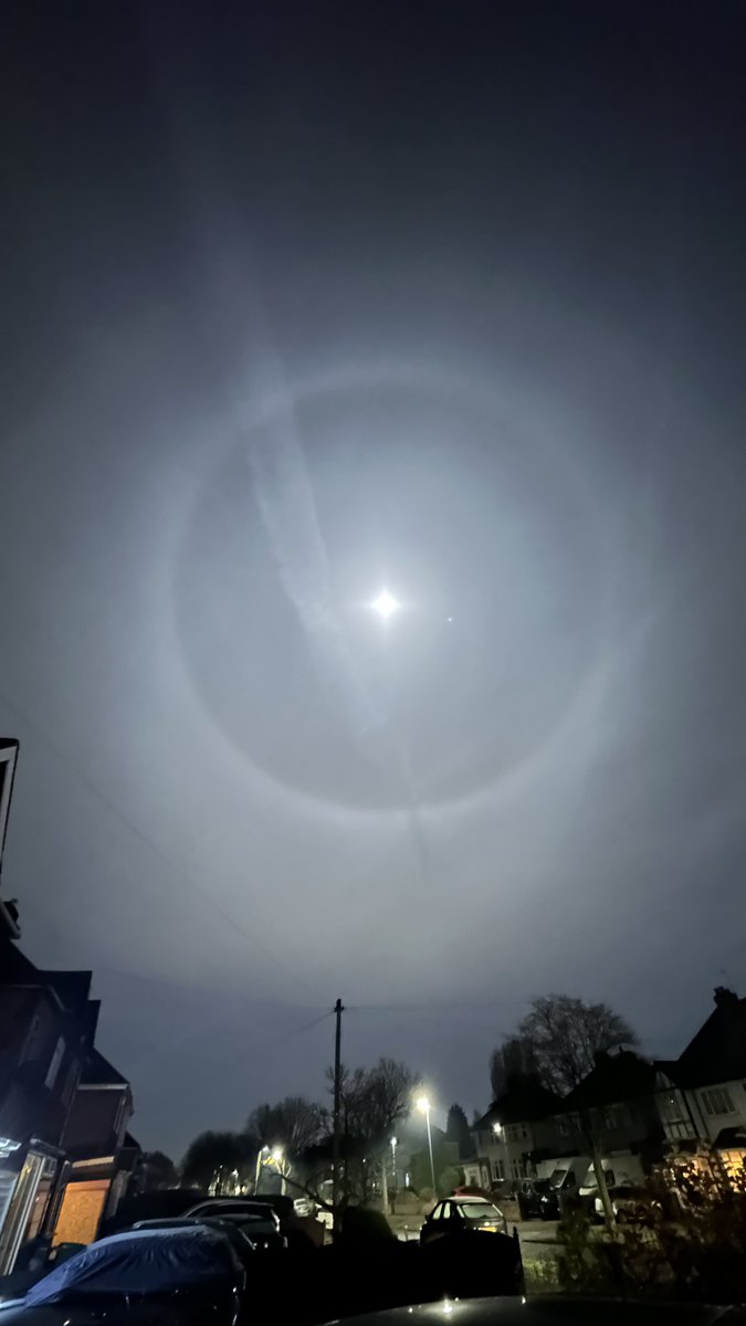 The Moon Halo with Planet Jupiter

Driving home looking up in the sky couldn’t believe what I was seeing. Amazing. Taken at 9:15pm UK. The sky was so bright.  There is always hope in the darkness.