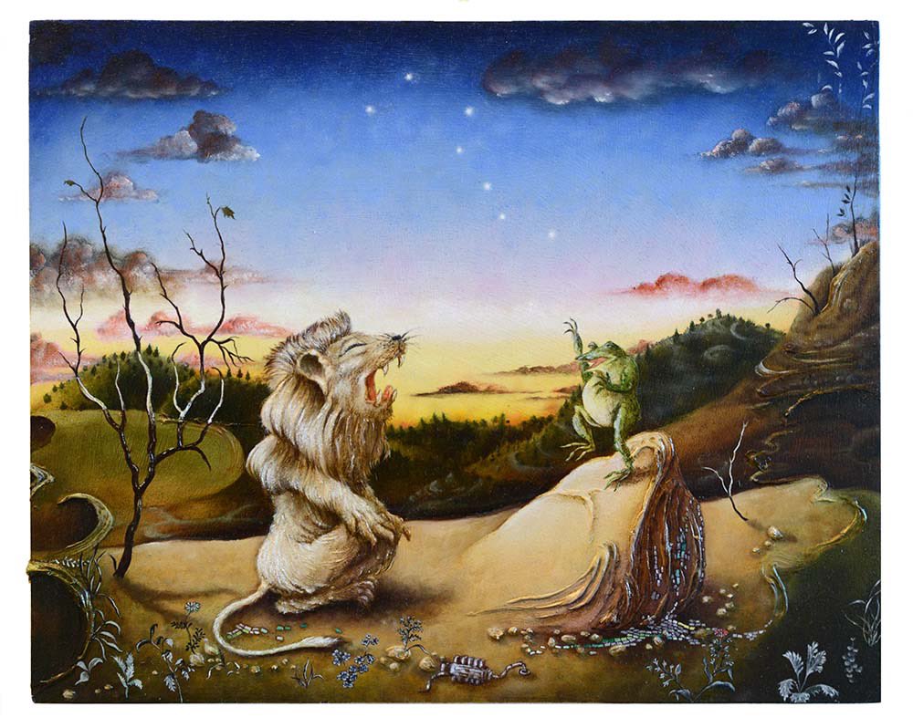 ruimatsunaga's tweet photo. โJourney of Hundred Yestsโ #oil on plywood #RuiMatsunaga #animism #mortality #friendship #primal #companionship #astrology #bigdipper #ethereality #ๅๆไธๆ https://t.co/D9fRPUkIZl
