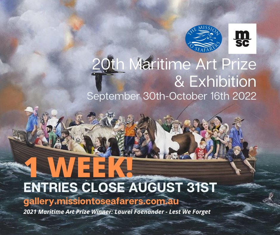 Calling all #artists, you have just one week to get your entries in to be in the running for $25,000 in prize money! #art #maritimeartists #humanity