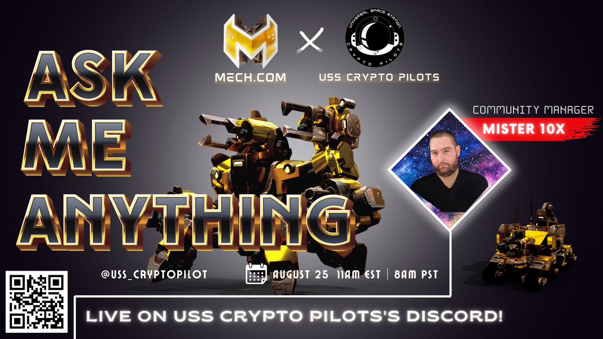 10XGamingGuild's tweet photo. 📣 DISCORD AMA 📣

USS CRYPTO PILOTS ⚔️ https://t.co/v3DgjM0MAD

If you're not free for our first AMA this day, don't worry because you've got an option! We're inviting you all later, August 25, at 11PM PHT on the discord of USS CRYPTO PILOTS! 

🔗: https://t.co/CxOaQR7bOL https://t.co/bPpil4ICY4