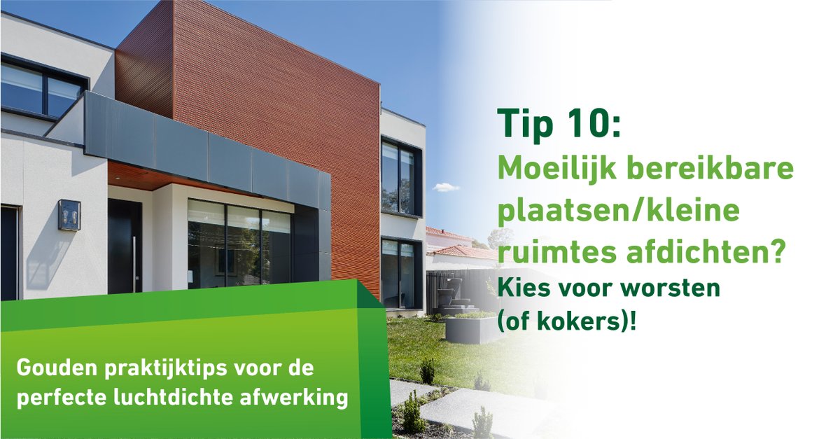 Luchtdicht bouwen tip #10 | Het is vaak lastig om kleinere ruimtes en moeilijk bereikbare plekken op de juiste manier af te dichten. Kies bij dit soort details voor een product uit een worst (of koker). Meer tips? Bekijk: hubs.li/Q01b-gV50 #illbruck #luchtdichtbouwen