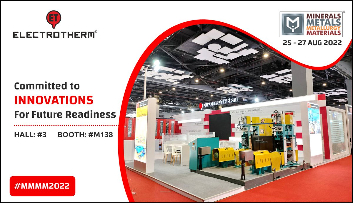 Electrotherm_ET's tweet photo. #Electrotherm extends a warm invitation to visit our Booth #M138, Hall #3 at @MMMMExpo. With a commitment to step ahead in technology, our latest innovations &amp; technologically advanced equipment will be on display.
#MMMM2022 #SteelIndustry #SteelEvent #Foundry #Forging https://t.co/4buQyUiJyf