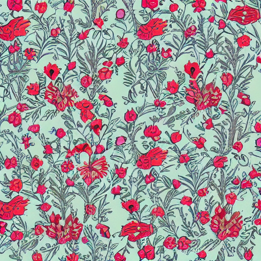 「DreamStudioのベータ版fabric floral pattern がア」|愉月のイラスト