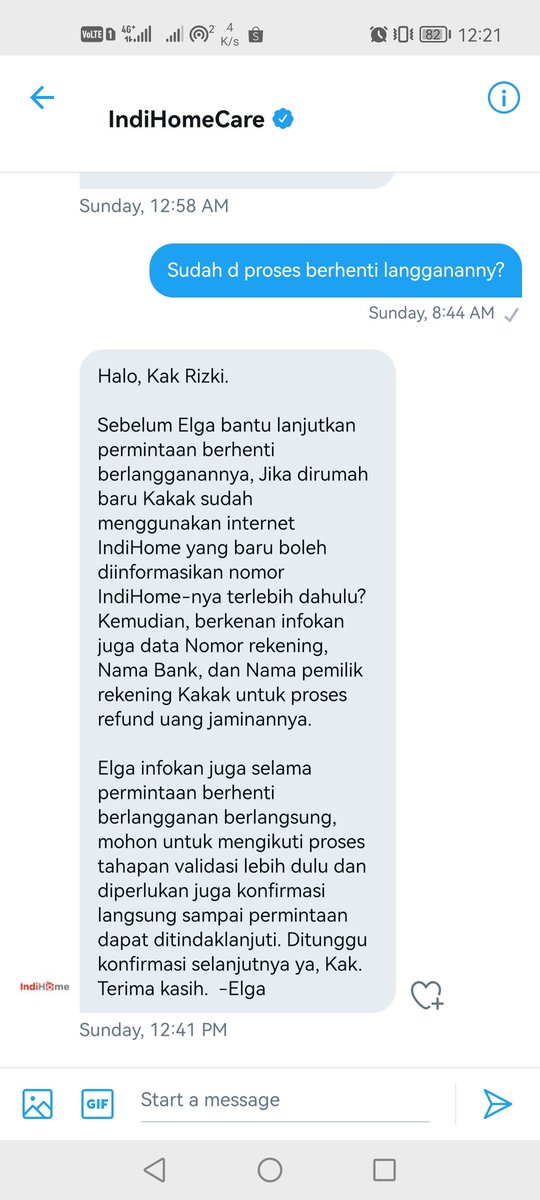 mrizki2021's tweet photo. @IndiHomeCare sudah 4 hari, dari minggu... Gak ada respon dari indihome. Kalo berhenti langganan emang d persulit gini ya????? https://t.co/h1NTTJAeaF