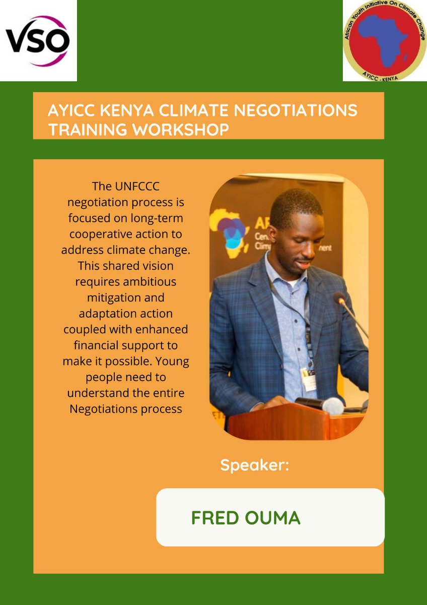AYICC_Kenya's tweet photo. For inclusion and participation, the youth need to understand the entire #ClimateNegotiation process.

Fredrick's (@deeklack) message is aligned to the same. 

@OpenSocietyEA 
@KenyaYwca 
@KeYouth4sdgs 
@VSOKenya 
@AYICC 
@AyiccUganda https://t.co/TeNrGeWm9w