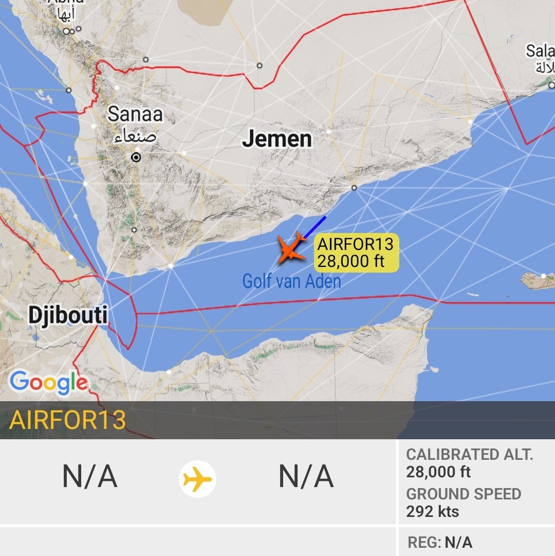 Gerjon_'s tweet photo. 🇦🇪UAE Air Force King Air 350 hex 592000 is returning from 🇾🇪Yemen to 🇪🇹Ethiopia (Harar Meda Military Airport) now, showing callsign #AIRFOR13.

The aircraft is stationed in Ethiopia permanently and flies to Yemen and back occasionally. https://t.co/u8MwIT9VLJ