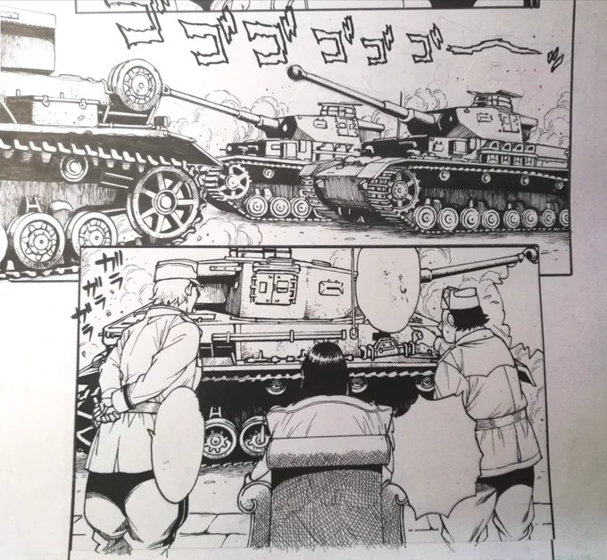 昨日描いてた4号戦車はこの閲兵式用。奥の4号も微妙な角度違いで書き下ろしました。昔は縮尺変えて同じのをコピーして並べてましたが最近はついつい拘ってしまいます。ある意味歳食ってそー言うのが許せなくなってるんですね。そして無駄な時間を食う。
あ、車長描いてないや。 