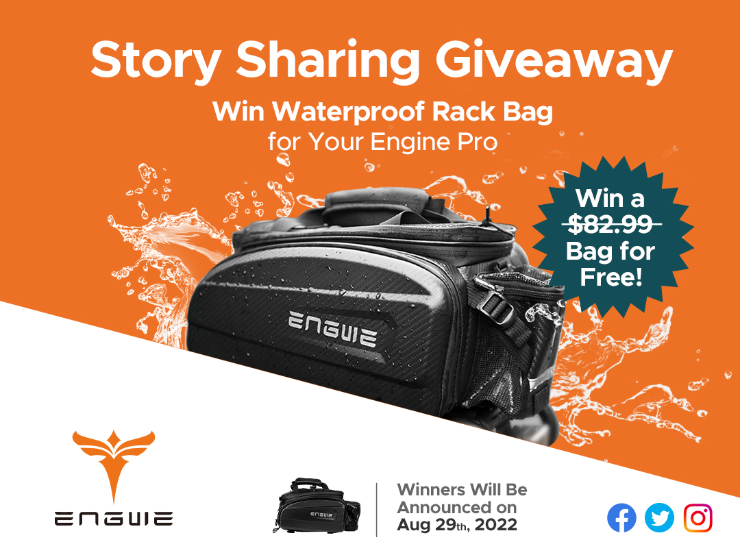 OfficialEngwe's tweet photo. 📣📣Win Rack Bag for Your Engine Pro
To enter:
✅1. Follow us;
✅2. Tweet a picture/video of your ENGINE PRO cycling shot and tag us using #ENGWE and #enginepro;
✅3. Tag at least one riding buddy in your tweet.
⭐️Good luck!⭐️Winners will be chosen and notified by August 30th. https://t.co/7uIYmjGCKJ