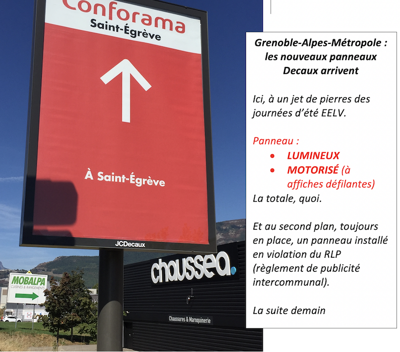 PaysagesdeFranc's tweet photo. Bienvenue à #Grenoble pour les #JDE2022 (journées d'été des #écologistes)
Accueil garanti dès « l'entrée de ville » avec les nouveaux panneaux #Decaux
(à suivre)
@EELV
@EELVGrenoble
@EELV38
@sandrousseau
@InfosNUPES
@38Olive1
@UMA_METRO
@VFristot https://t.co/dyBSO33ylv