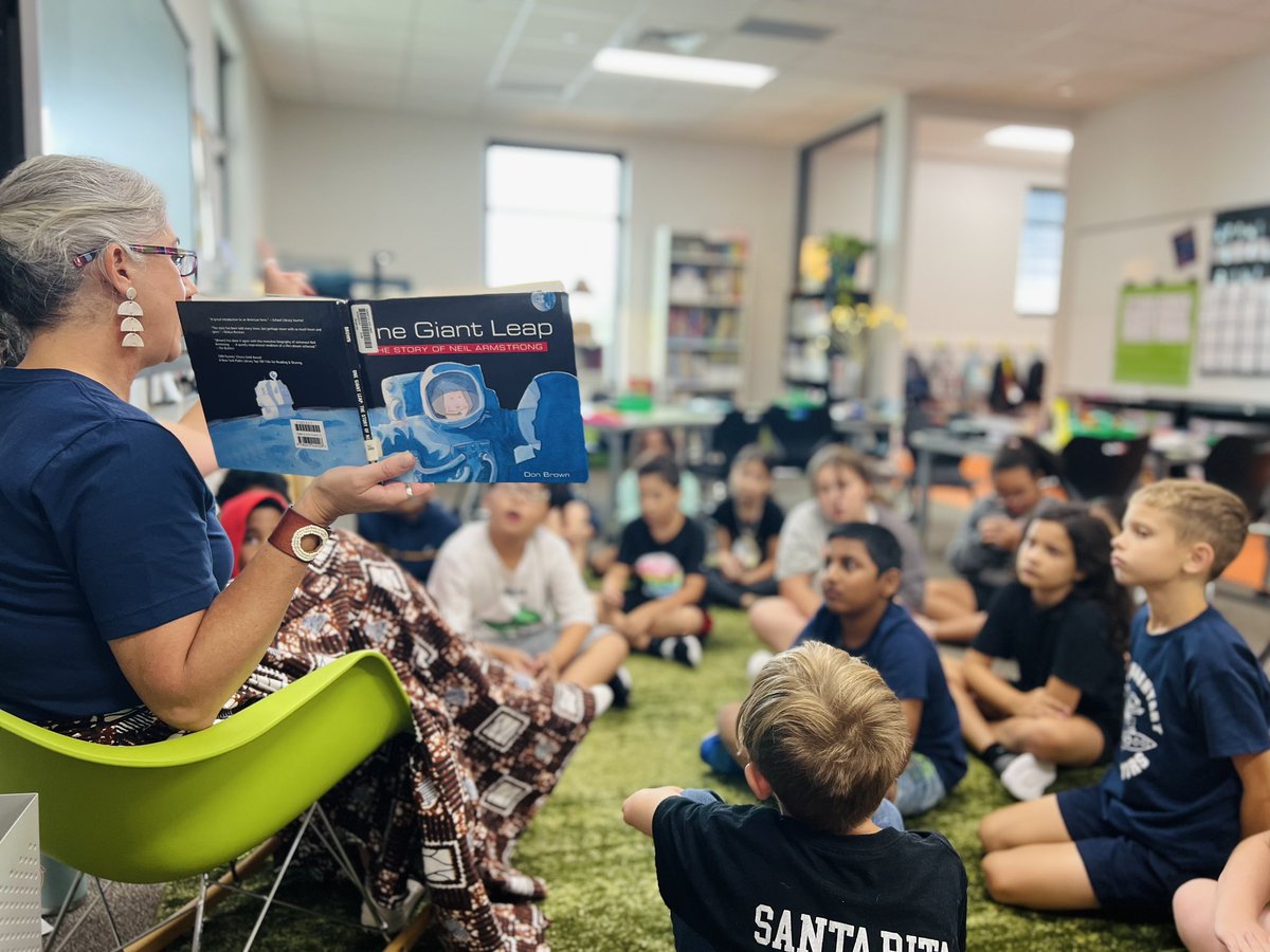 In my element. Introducing 4th graders <a href="/CarolNorthES/">North Elementary School</a> to our NEIL time namesake, #neilarmstrong . So many great conversations are happening this week! #gladtobeanavigator #1LISD #smartcookies #weCAN thanks for the 📸 Ms. Triche