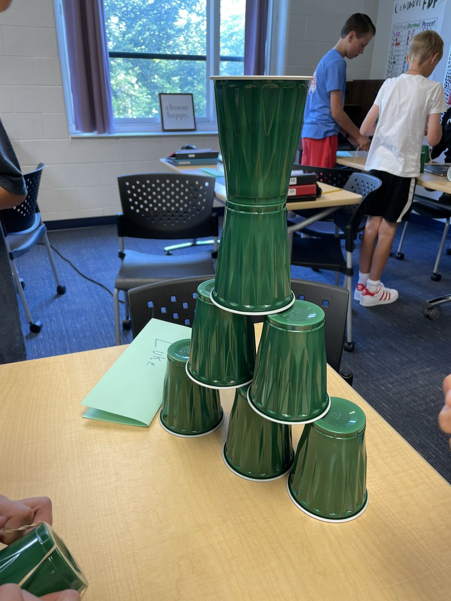 sparkslatermath's tweet photo. School started Monday which means it’s time for the cup stacking challenge! https://t.co/s4vXyA6Uoo