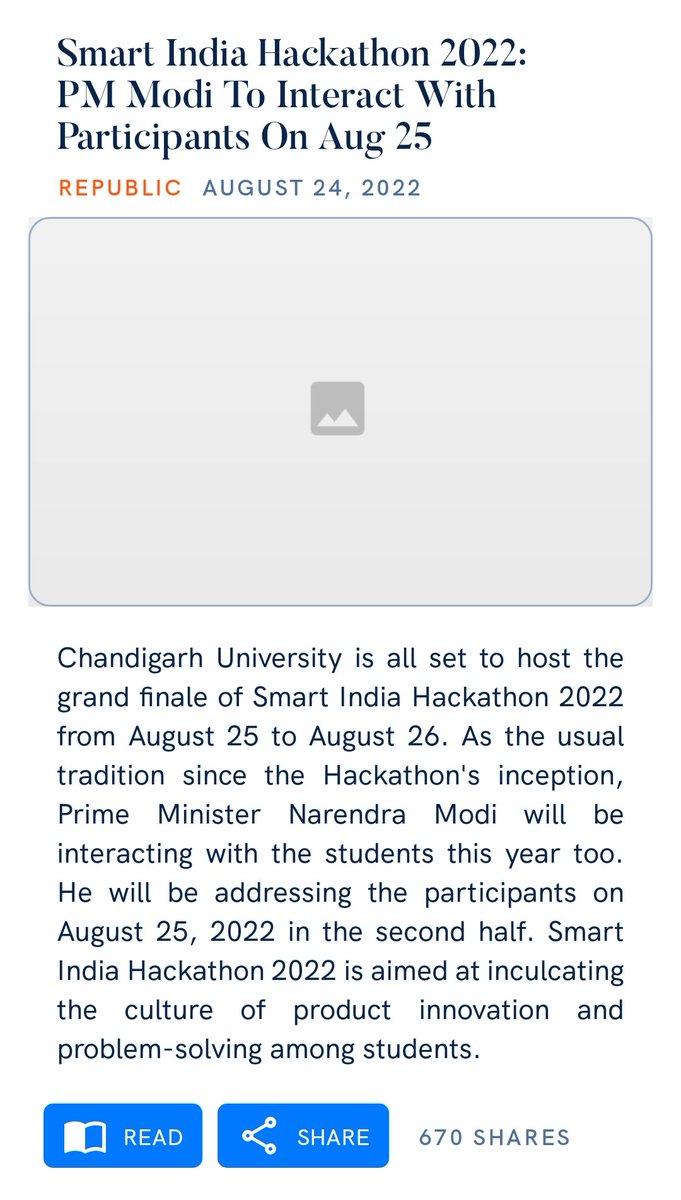 suhasini4yash's tweet photo. Smart India Hackathon 2022: PM Modi To Interact With Participants On Aug 25
https://t.co/O85FdlGehh

via NaMo App
#HamaraAppNaMoApp 
@_Yashasvee_ @BIETJHANSI_ https://t.co/g9meh1oTZO