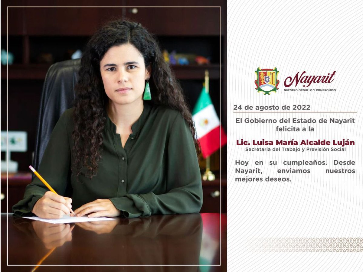 NayaritGobierno's tweet photo. Muchas felicidades a Luisa María Alcalde Luján @LuisaAlcalde Secretaria del Trabajo y Previsión Social del @GobiernoMX https://t.co/rJL7RJImOc