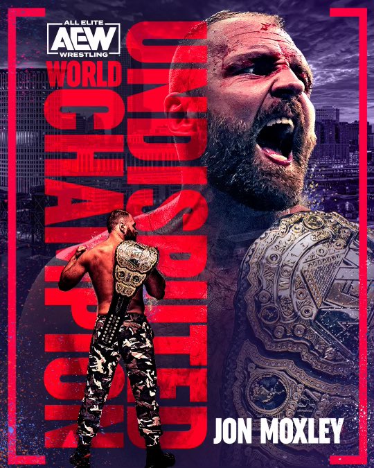AEW's tweet photo. UNDISPUTED #AEW World Champion @JonMoxley | #AEWDynamite https://t.co/rmmSH3bXg5