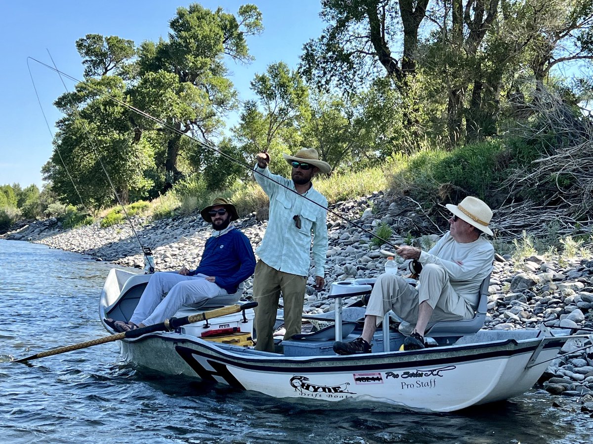 Taking a lunch break while floating the Yellowstone River near Big Timber, Montana.