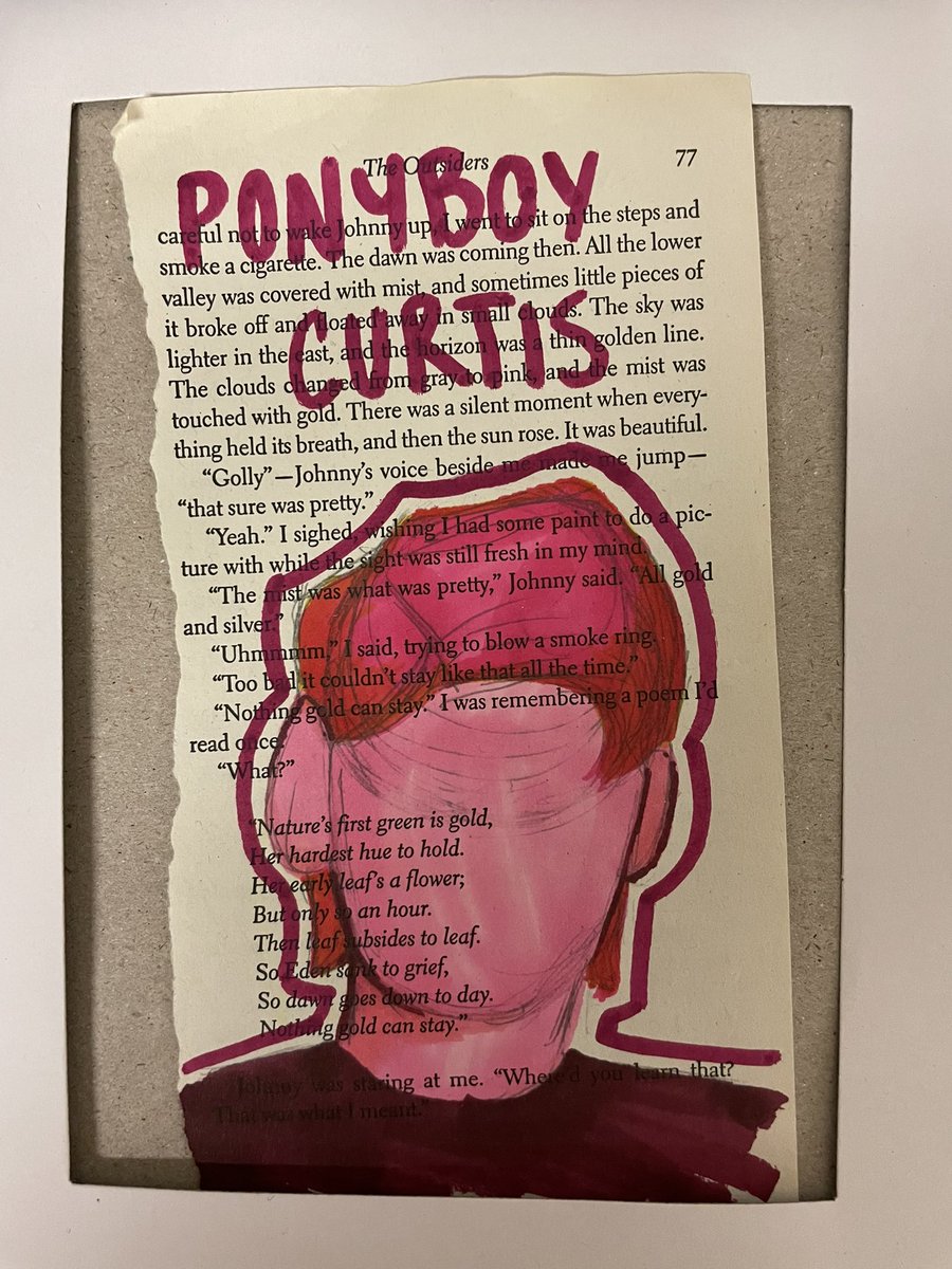 146reads1's tweet photo. I about fell down when I saw these student created, novel inspired pieces of art 🖼 @WashingtonD86 in an ELA classroom. I cannot wait to get #TheOutsiders into the hands of our readers! ❤️📚#charactersmatter #nothinggoldcanstay @se4realhinton @OutsidersHouse https://t.co/sEKgjujSRZ