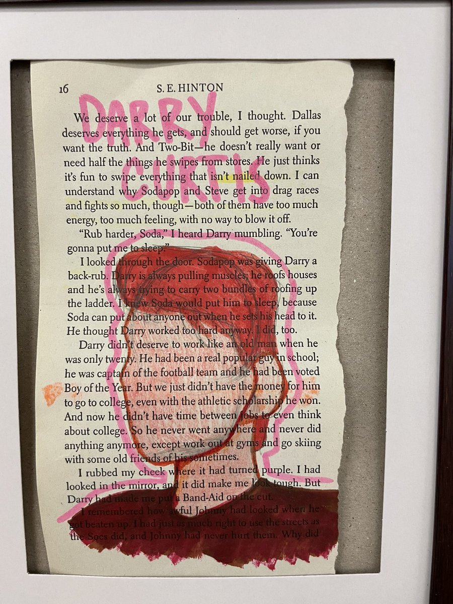 146reads1's tweet photo. I about fell down when I saw these student created, novel inspired pieces of art 🖼 @WashingtonD86 in an ELA classroom. I cannot wait to get #TheOutsiders into the hands of our readers! ❤️📚#charactersmatter #nothinggoldcanstay @se4realhinton @OutsidersHouse https://t.co/sEKgjujSRZ