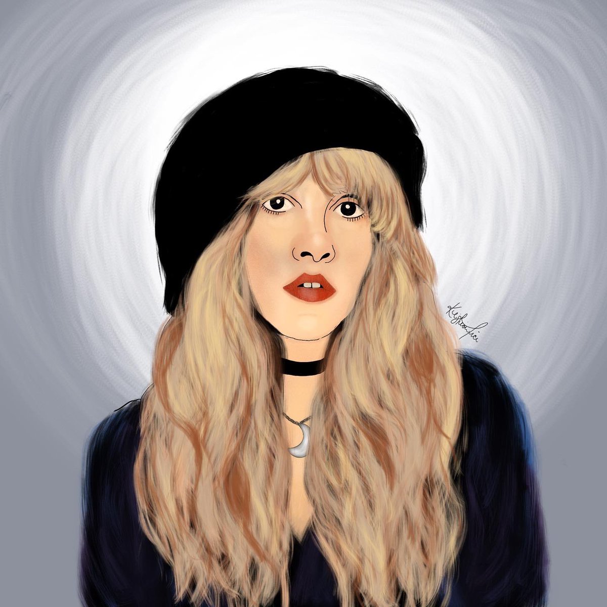 KristianTice's tweet photo. I have so many hobbies but art will always been my number one. Enjoy this digital drawing I did of my idol, @StevieNicks https://t.co/XmdAXN1A01