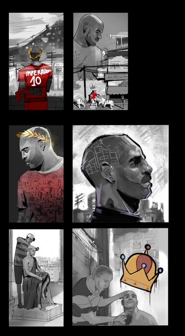 Explorações/thumbnails! 

O interessante nesse projeto foi tentar trazer simbolismos e o visual da comunidade de uma forma respeitosa e bem bonita. Pensei bastante sobre onde eu cresci quando trabalhava nessas ❤️ 