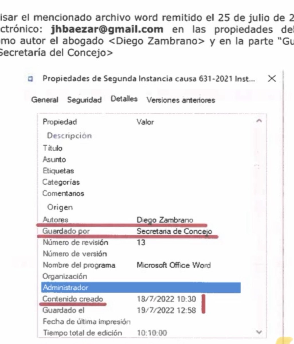Y lo hizo en horario de oficina además porque es guardado en la computadora de la SECRETARÍA DEL CONCEJO MUNICIPAL, no lo decimos nosotros se dio cuenta el juez ponente (ver la foto).. AUDACES !!!!