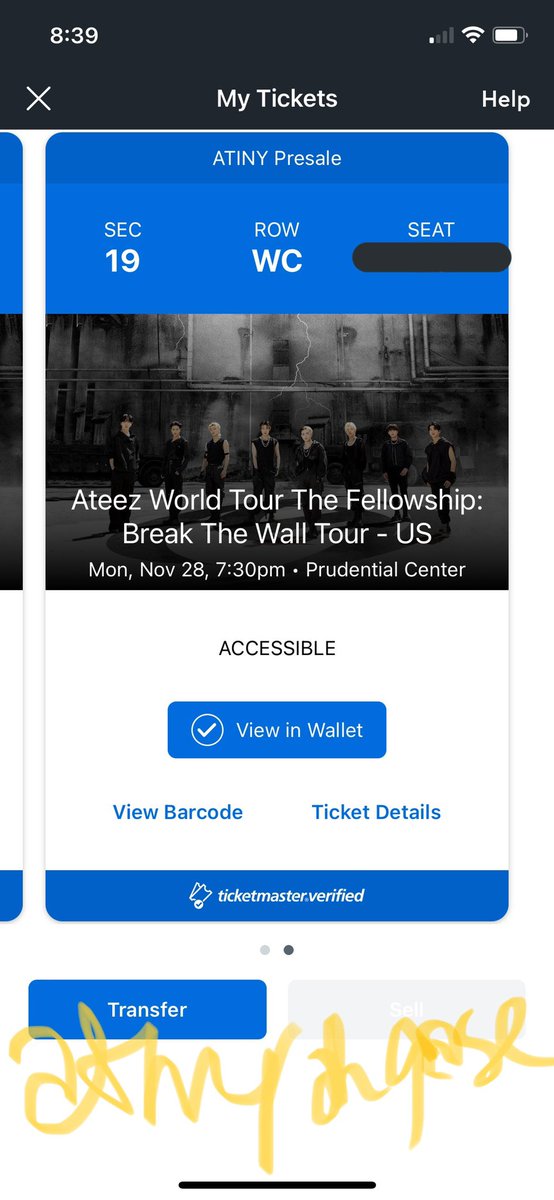 a_tiny_ahgase's tweet photo. Hi Friends!! 
my friend accidentally got ADA seats when buying today,  so if people with disabilities would like to buy please DM me #ateezinnewark #ateeztickets  #ATEEZWORLDTOUR https://t.co/EptABiuBIr