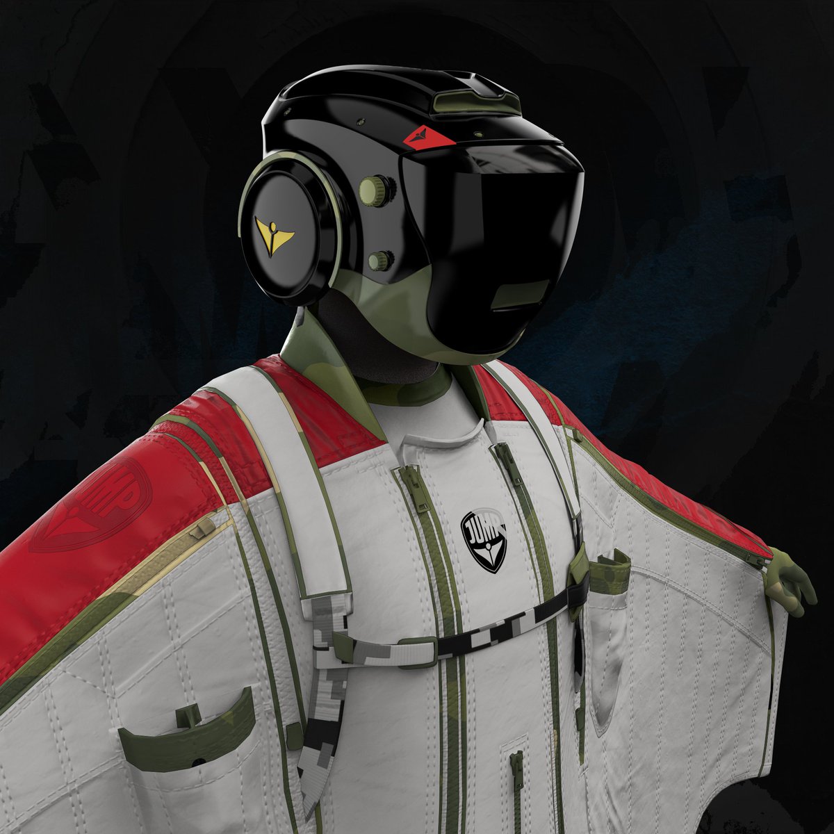 limitlessflight's tweet photo. We're working hard preparing the wingsuits for mint day. Here's one of our favorites. Thoughts?👇 #limitlessflight #nft https://t.co/vmw8aO2PK4