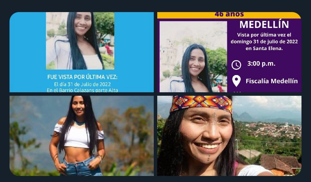 Hay información preliminar de una mujer con las características de Leidi Andrea, que anda desorientada en la zona centro occidental de Medellín. Atención porfa en Belén, Conquistadores, Laureles y Estadio. Si tiene algún reporte por favor comunicarse al #123