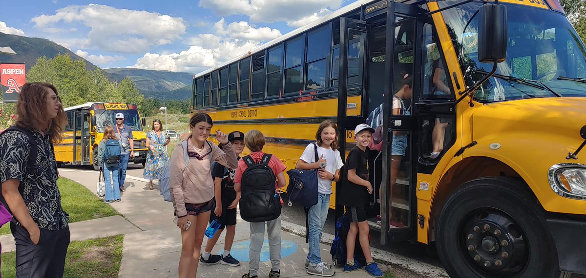 AspenSchoolDist's tweet photo. First day of school! Welcome, and welcome back to our Skier community. You can feel the positivity and love on campus, let’s soak it all in and have a successful year! #skierpride #firstdayofschool #aspencommunity https://t.co/47Pk5yKsVf
