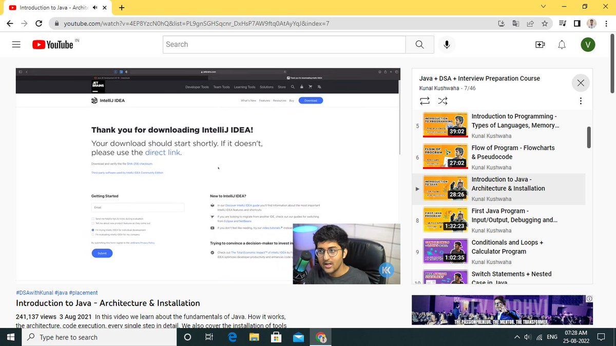 Vishwask_22's tweet image. Hey Guys! Am completed lec-3 in #DSAJava from 
@kunalstwt playlist. Learned about the #architecture of the Java Program(JDK,JRE,JVM,JIT). Excited to learn more in next lectures.
#happlearning #learninginpublic #DSAWithKunal #dsa #java #communtiyclassroom
Consistency Is The Key.