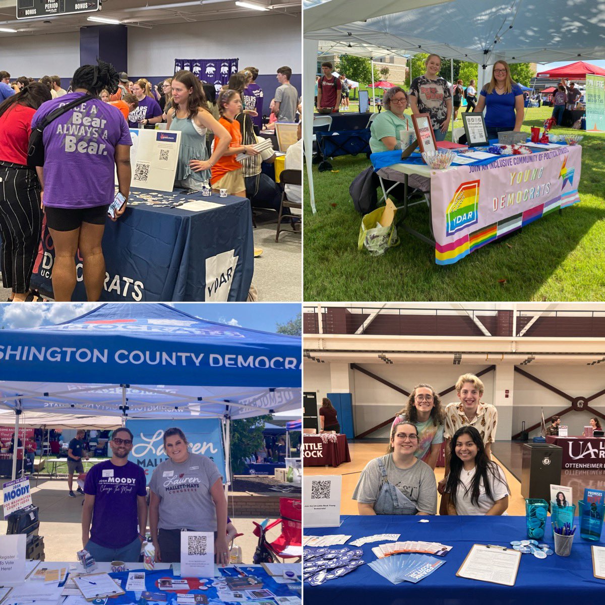 TODAY, Young Democrats were out tabling at ALL 4 of the Natural state’s largest universities (with the help of @Chenoa4AR, <a href="/Lauren4Arkansas/">Lauren Mallett-Hays for Congress</a>, <a href="/JoshMoodyAR/">Josh Moody</a>, and <a href="/JonesForAR/">Chris Jones</a>)

We love <a href="/yd_uca/">UCA Young Democrats</a>, @astateyoungdems, <a href="/uofayd/">uofayd</a>, and UALR YD👏

Show your love ➡️ secure.actblue.com/donate/ydargotv