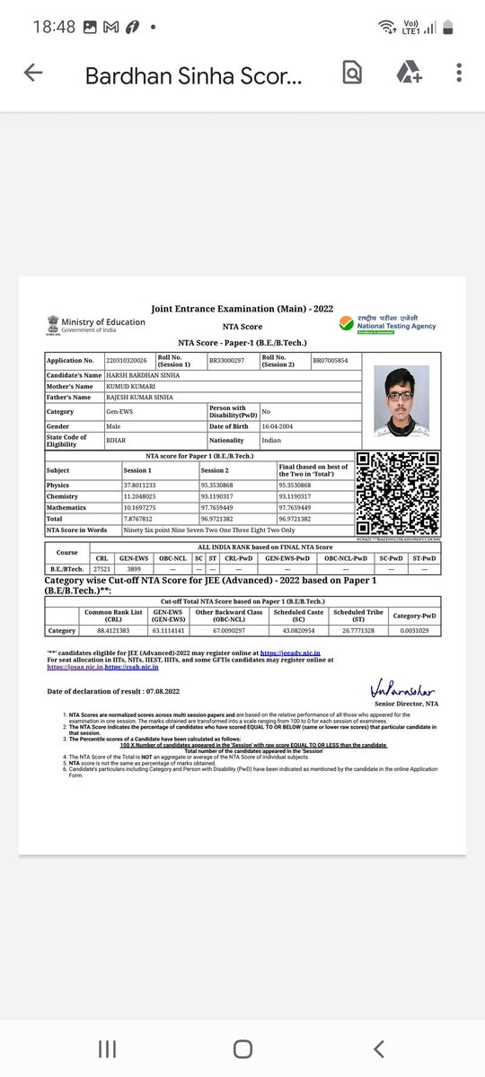 isunnyjha's tweet photo. Hello ! Respected sir @dpradhanbjp @DG_NTA
These are the results of jee mains of the students who made a dramatically improvement in their scores in the phase II of jee mains.

#JEEMain2022 #NTASCAM 
#JEEMainsThirdAttemptForAll 
#JEEMains2022ExtraAttemptforall https://t.co/J6SkXAyqaS