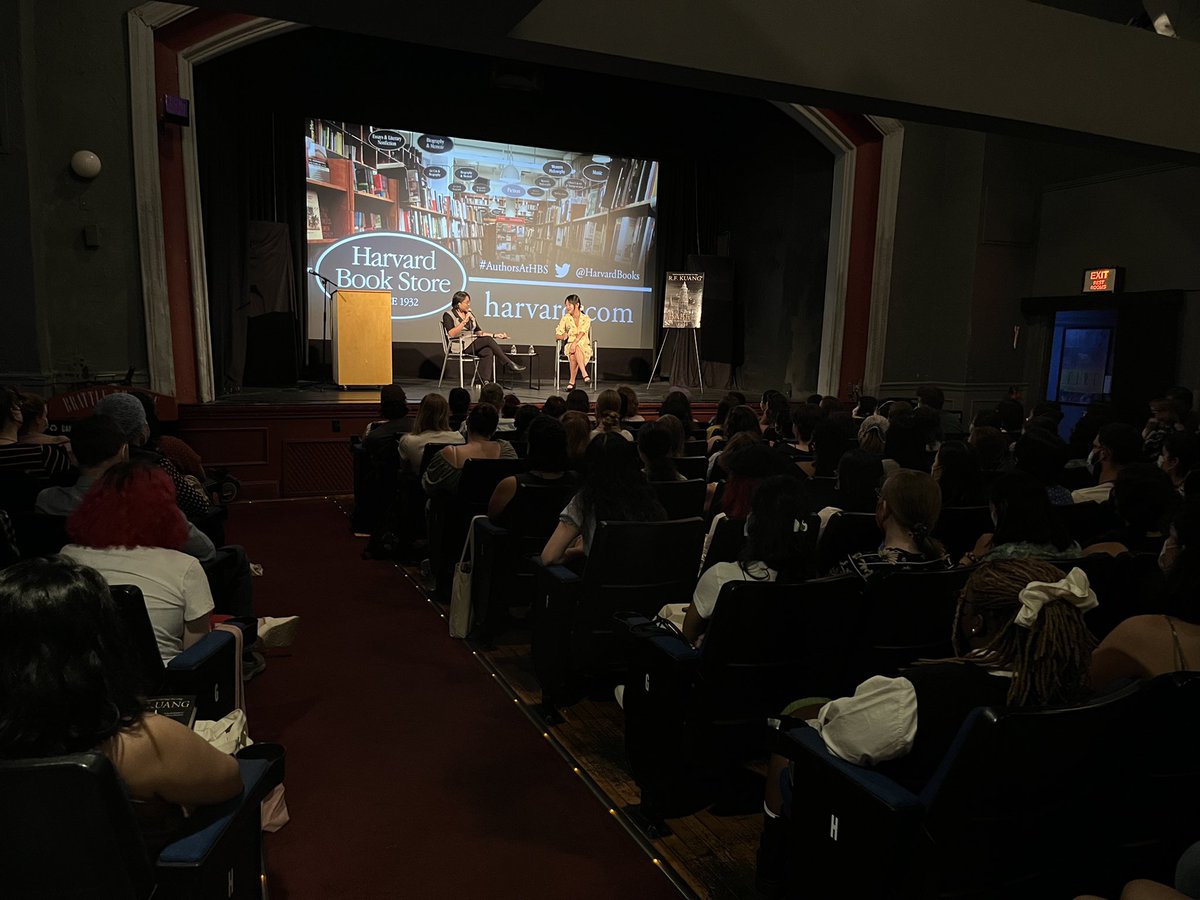 Lily_Rugo's tweet photo. Wowowowow!!! Thank you @kuangrf for a wonderful conversation and thank you to everyone who came out tonight and everyone at @HarvardBooks for the hard work you always do✨ https://t.co/vfrYB6mPEL