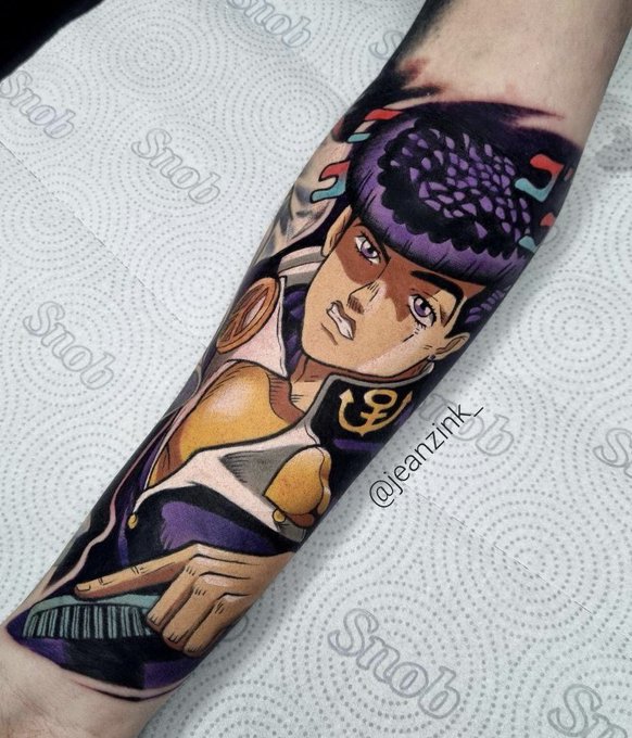 My fave Jojo sooooo far 💜 #josuke   AH GENTE SEI L&Aacute; OLHA ESSA PERFEI&Ccedil;&Atilde;O que o @MJeanMT fez no meu antebra&ccedil;o<a href="/tag/josuke"class="tags">#josuke</a>