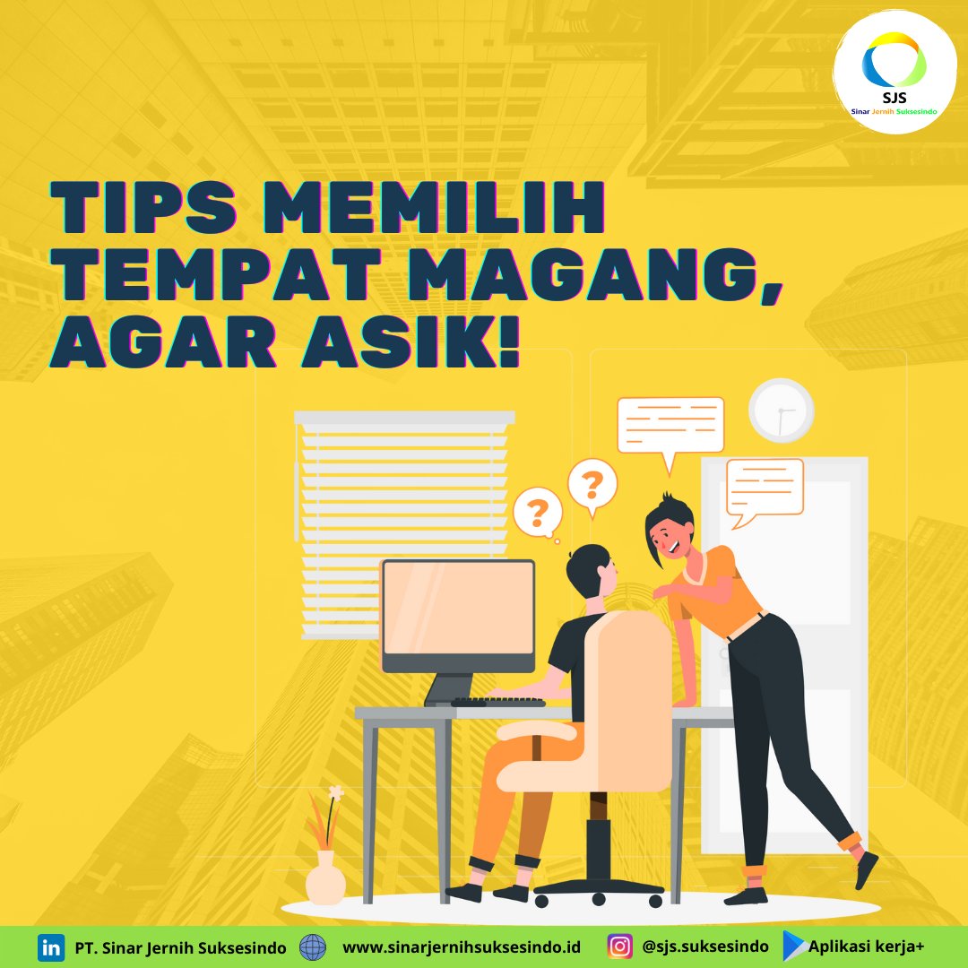 pt_sjs's tweet photo. Hai Manjars, apakah sekarang kamu tengah mencari tempat magang terutama bagi mahasiswa tingkat akhr nih. Yuk perhatikan beberapa hal berikut sebelum memilih tempat magang.
#InfoPekerjaan #SinarJernihSuksesindo #SJS #kerjaplus #sjsplus #pekerjaan #tipskerja #pencarikerja #magang https://t.co/WGLhVJiUw8
