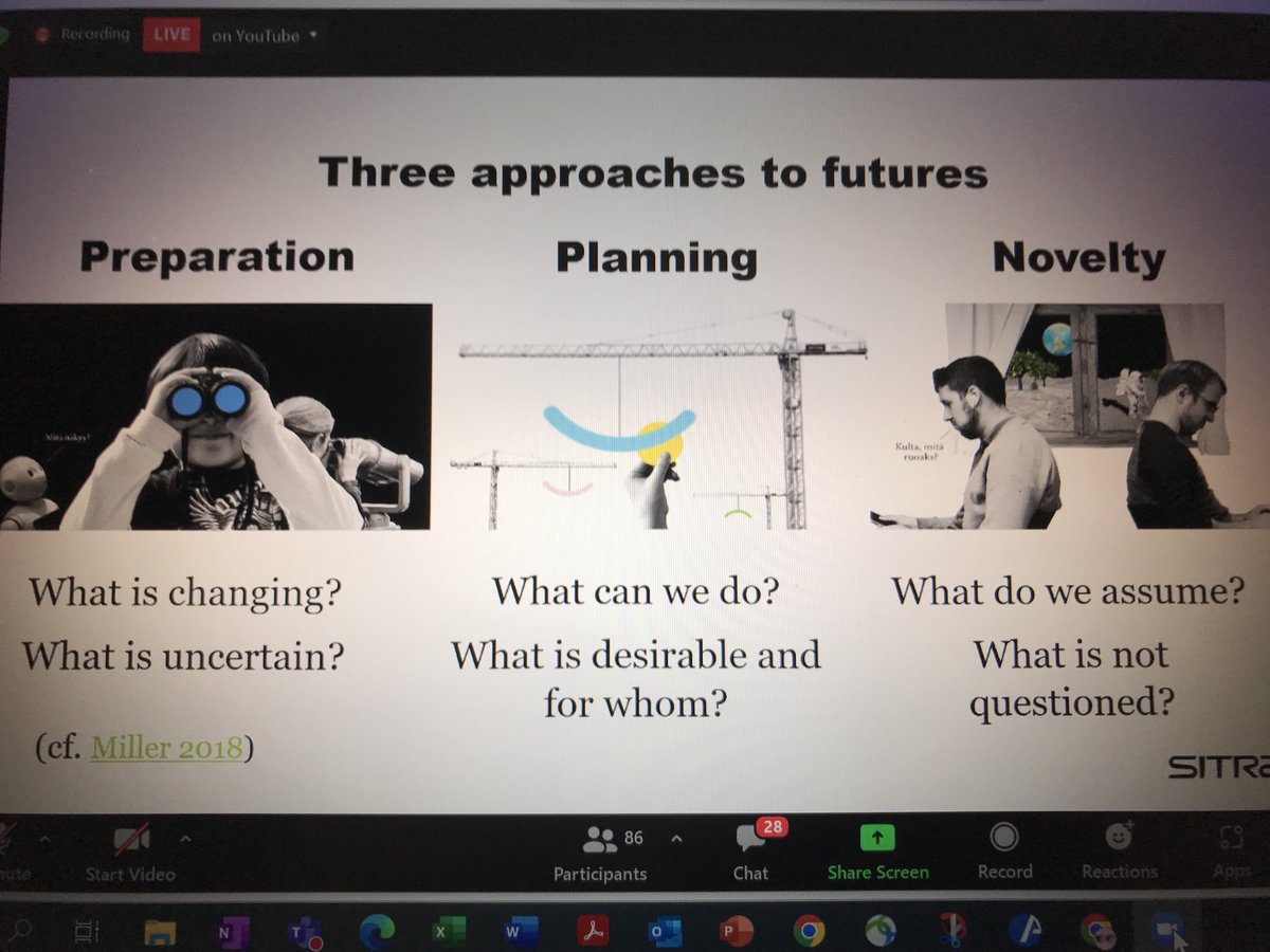 Tujappi's tweet image. Kolme tapaa lähestyä tulevaisuutta: Preparation - Planning - Novelty: Mikä on muuttumassa - Mitä voimme itse tehdä? - Mitä uutta voi tapahtua? #SitraLab