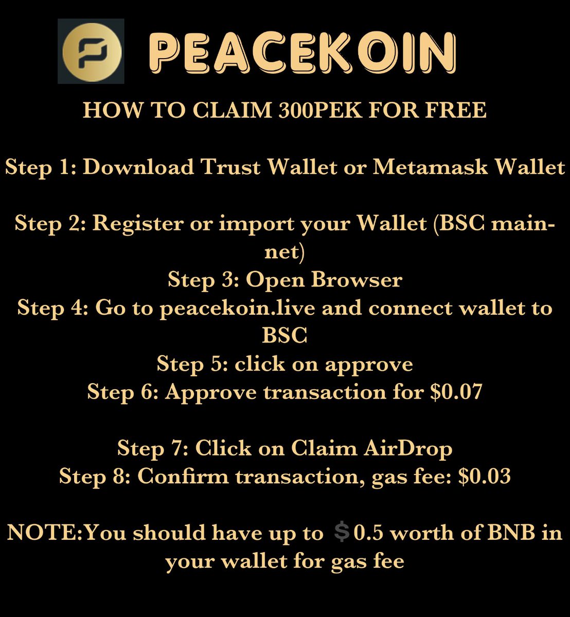 PeaceKoin's tweet photo. Steps on how to Claim Airdrop $BAT $UNI $XRP $GTO $SNX $CAKE $LTO $WRX $INJ $DUSK $BTC
#DOJO #AIRDROPS #GAINS #MATIC #LUNA #BTC  #BNB  #ETHEREUM #GAINS #PRESALE #CRYPTO #Binance  #TRX https://t.co/DqqLUCDToZ